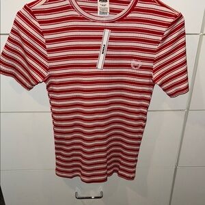 Victoria’s Secret pink Red and crème Striped T-Shirt